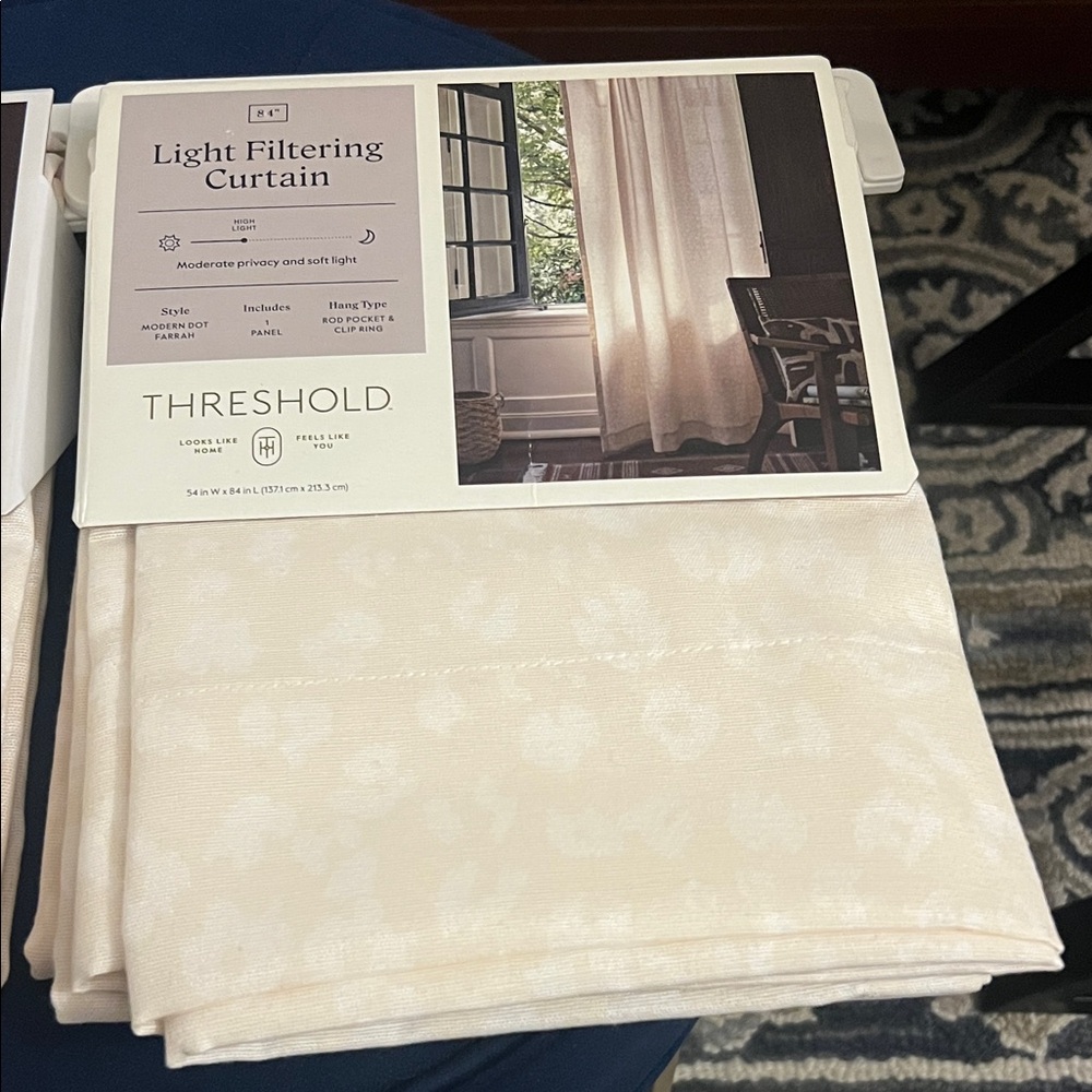 Threshold Light Filtering Curtain Panels - Soft Beige (84in)